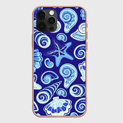 Чехол для iPhone 12 Pro Max Паттерн из океанских раковин и морских звёзд, цвет: 3D-светло-розовый