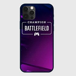 Чехол для iPhone 12 Pro Max Battlefield gaming champion: рамка с лого и джойст, цвет: 3D-черный