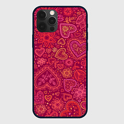 Чехол iPhone 12 Pro Max Цветы с сердцами