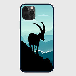 Чехол для iPhone 12 Pro Max Горный козел и горы, цвет: 3D-черный