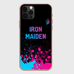Чехол iPhone 12 Pro Max Iron Maiden - neon gradient: символ сверху