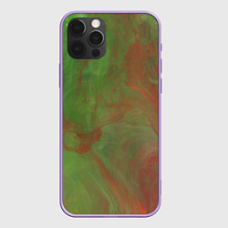 Чехол для iPhone 12 Pro Max Зелёные и красные волны красок, цвет: 3D-сиреневый