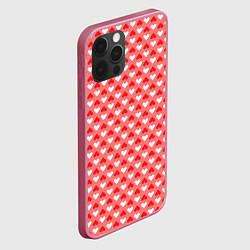 Чехол для iPhone 12 Pro Max Белые и красные сердечки - абстракция, цвет: 3D-малиновый — фото 2