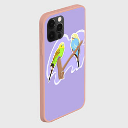 Чехол для iPhone 12 Pro Max Пара волнистых попугаев, цвет: 3D-светло-розовый — фото 2