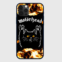 Чехол для iPhone 12 Pro Max Motorhead рок кот и огонь, цвет: 3D-черный