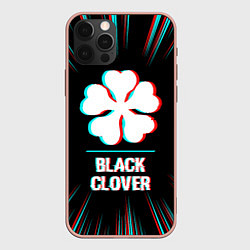 Чехол iPhone 12 Pro Max Символ Black Clover в стиле glitch на темном фоне