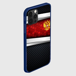 Чехол для iPhone 12 Pro Max Black & red Russia, цвет: 3D-тёмно-синий — фото 2