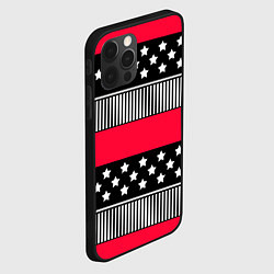 Чехол для iPhone 12 Pro Max Red and black pattern with stripes and stars, цвет: 3D-черный — фото 2
