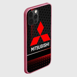 Чехол для iPhone 12 Pro Max Mitsubishi Абстракция карбон, цвет: 3D-малиновый — фото 2