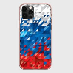 Чехол iPhone 12 Pro Max Полигональный флаг России!