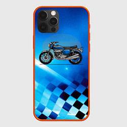 Чехол для iPhone 12 Pro Max Синий классический мотоицкл, цвет: 3D-красный