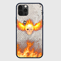 Чехол для iPhone 12 Pro Max Горящая газета, цвет: 3D-черный