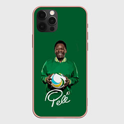 Чехол для iPhone 12 Pro Max Пеле PELE легенда футбола, цвет: 3D-светло-розовый