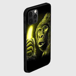 Чехол для iPhone 12 Pro Max Горилла с неоновым бананом - рисунок карандашом, цвет: 3D-черный — фото 2