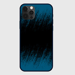 Чехол для iPhone 12 Pro Max Синие штрихи на черном, цвет: 3D-черный