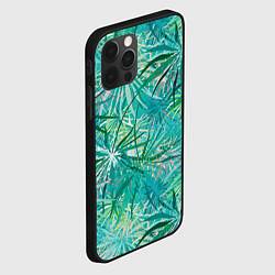 Чехол для iPhone 12 Pro Max Тропические листья на зеленом фоне, цвет: 3D-черный — фото 2