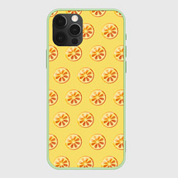 Чехол для iPhone 12 Pro Max Апельсин Паттерн - Желтая версия, цвет: 3D-салатовый