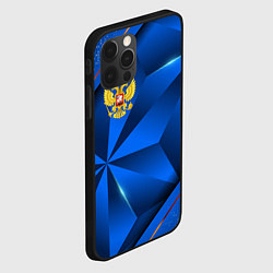 Чехол для iPhone 12 Pro Max Герб РФ на синем объемном фоне, цвет: 3D-черный — фото 2