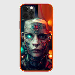 Чехол для iPhone 12 Pro Max Девушка - киборг, цвет: 3D-красный