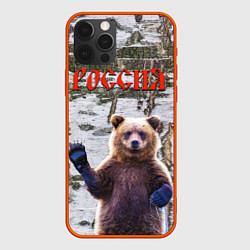 Чехол iPhone 12 Pro Max Российский медведь на фоне берёзы