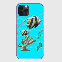 Чехол для iPhone 12 Pro Max Подводный мир рыбки кораллы, цвет: 3D-сиреневый