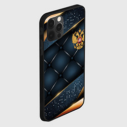 Чехол для iPhone 12 Pro Max Золотой герб России на объемном фоне, цвет: 3D-черный — фото 2