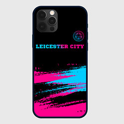 Чехол для iPhone 12 Pro Max Leicester City - neon gradient: символ сверху, цвет: 3D-черный