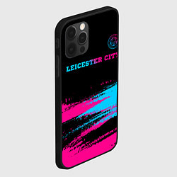 Чехол для iPhone 12 Pro Max Leicester City - neon gradient: символ сверху, цвет: 3D-черный — фото 2