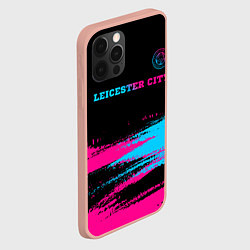 Чехол для iPhone 12 Pro Max Leicester City - neon gradient: символ сверху, цвет: 3D-светло-розовый — фото 2