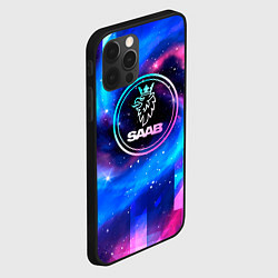 Чехол для iPhone 12 Pro Max Saab неоновый космос, цвет: 3D-черный — фото 2