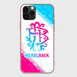 Чехол для iPhone 12 Pro Max Nickelback neon gradient style, цвет: 3D-светло-розовый
