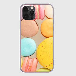 Чехол для iPhone 12 Pro Max Разноцветные пирожные Макарон, цвет: 3D-серый