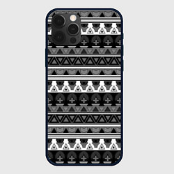 Чехол iPhone 12 Pro Max Черно-белый скандинавский орнамент