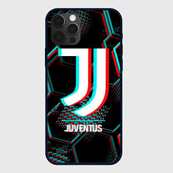 Чехол iPhone 12 Pro Max Juventus FC в стиле glitch на темном фоне