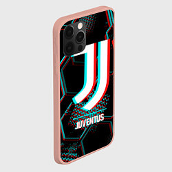 Чехол для iPhone 12 Pro Max Juventus FC в стиле glitch на темном фоне, цвет: 3D-светло-розовый — фото 2