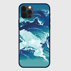 Чехол для iPhone 12 Pro Max Несущиеся морские волны, цвет: 3D-черный