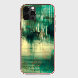 Чехол iPhone 12 Pro Max Абстрактные зелёные краски и силуэты людей