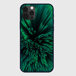 Чехол для iPhone 12 Pro Max Объёмные острые зелёные фигуры, цвет: 3D-черный