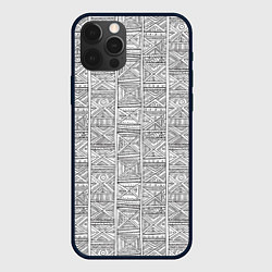 Чехол для iPhone 12 Pro Max Орнамент треугольник, цвет: 3D-черный