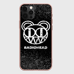 Чехол для iPhone 12 Pro Max Radiohead с потертостями на темном фоне, цвет: 3D-светло-розовый