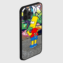 Чехол для iPhone 12 Pro Max Хулиган Барт Симпсон на фоне стены с граффити, цвет: 3D-черный — фото 2