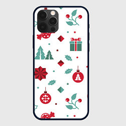 Чехол для iPhone 12 Pro Max Новый год подарки, конфеты, ёлочные шары, цвет: 3D-черный