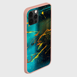 Чехол для iPhone 12 Pro Max Абстрактные голубые стены и тени с красками, цвет: 3D-светло-розовый — фото 2