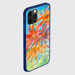 Чехол для iPhone 12 Pro Max Осенние цветы акварель, цвет: 3D-тёмно-синий — фото 2