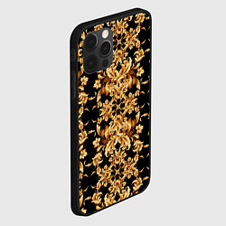 Чехол для iPhone 12 Pro Max Золотая гжель полосы, цвет: 3D-черный — фото 2