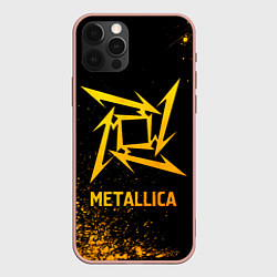 Чехол для iPhone 12 Pro Max Metallica - gold gradient, цвет: 3D-светло-розовый