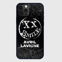 Чехол iPhone 12 Pro Max Avril Lavigne с потертостями на темном фоне