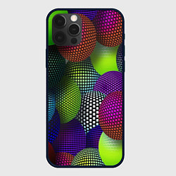 Чехол для iPhone 12 Pro Max Трехмерные разноцветные шары, цвет: 3D-черный