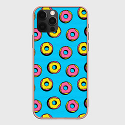 Чехол для iPhone 12 Pro Max Желтые и розовые пончики, цвет: 3D-светло-розовый