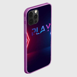 Чехол для iPhone 12 Pro Max Play неоновые буквы и красно синие полосы, цвет: 3D-сиреневый — фото 2